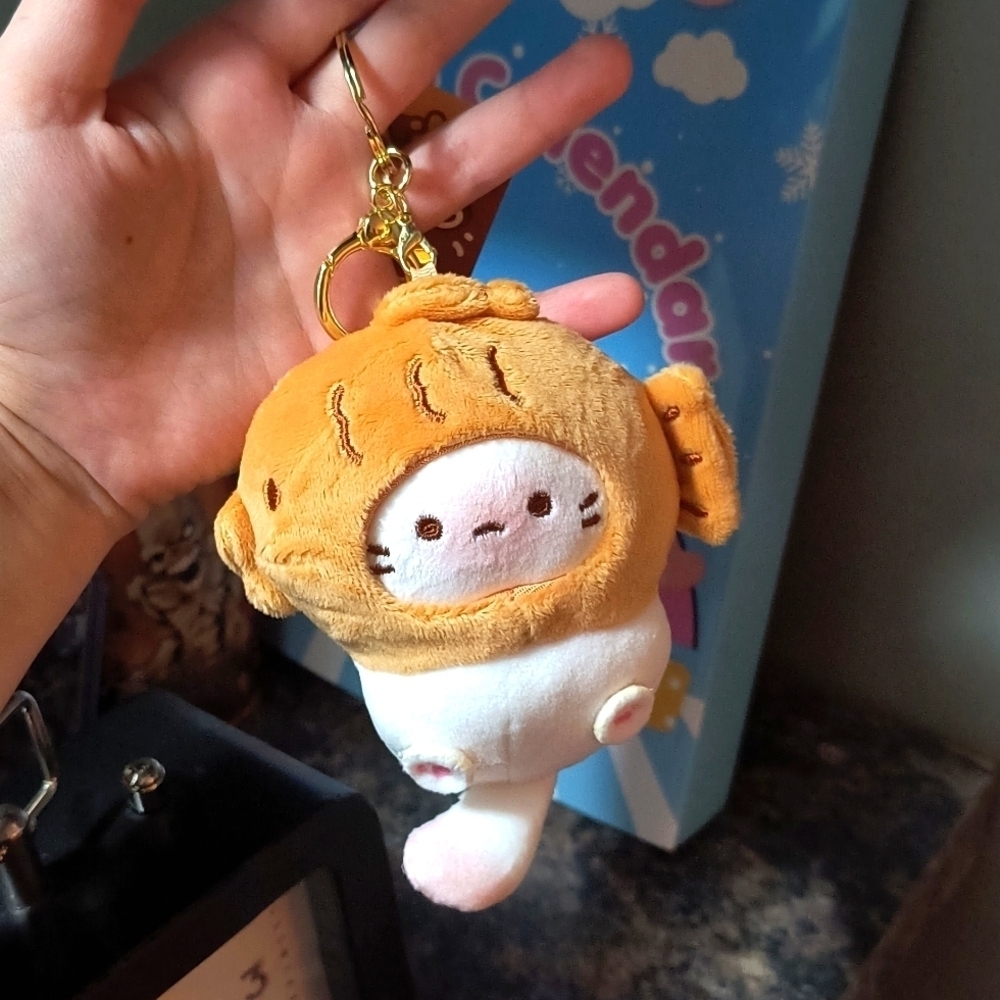 Cute Orange and White Plush Keychain cat fish Korean Japanese